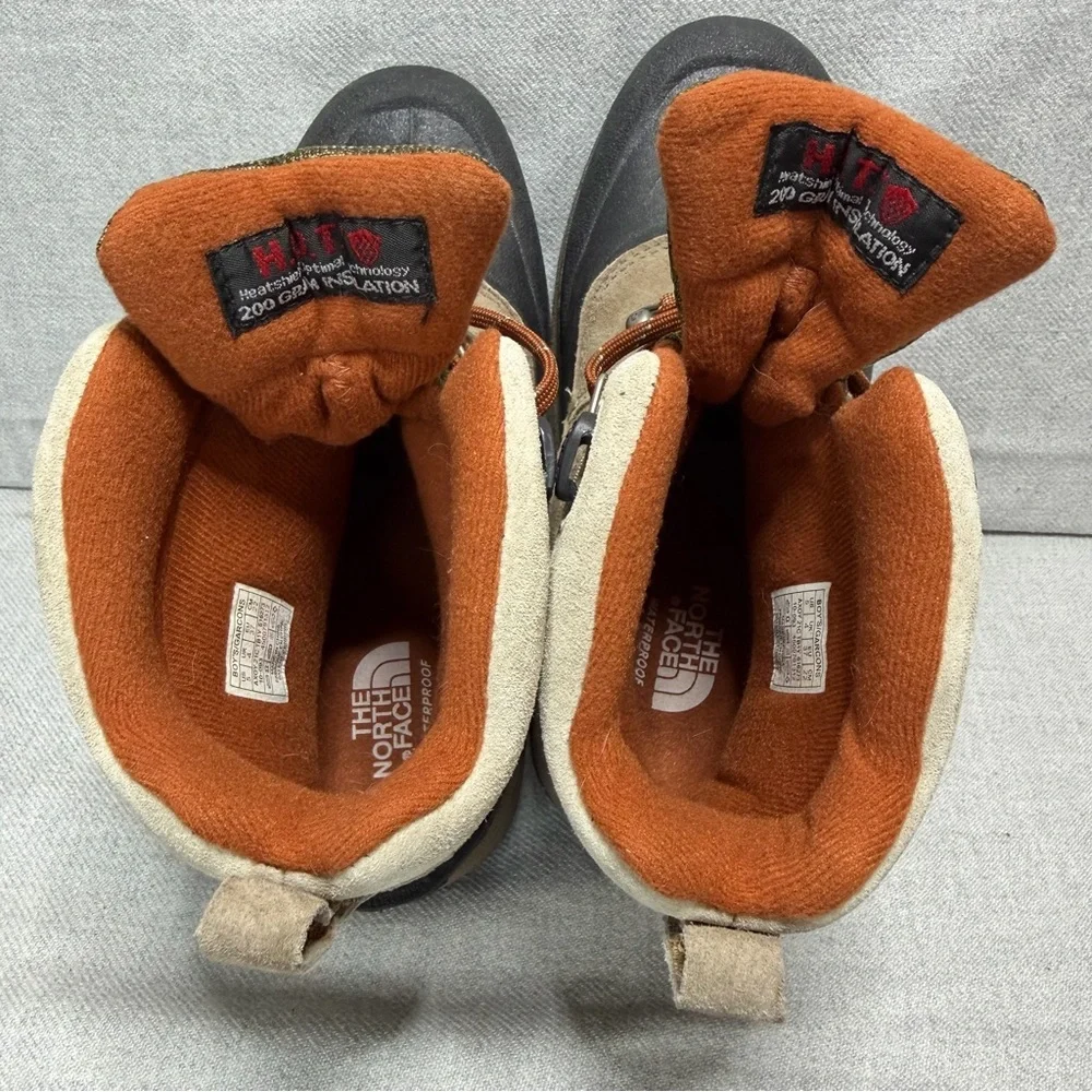 EUC The North Face Boy's / Women's Tan-Black Waterproof Hiking Boots YT5
